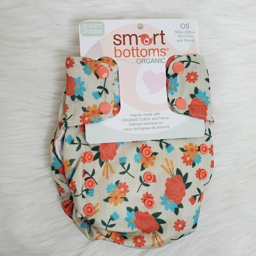 SMART BOTTOMS OS floral print dream cloth diaper